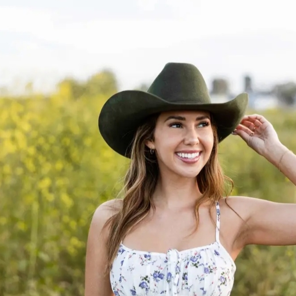 Olive Green Cowboy Felt Hat
